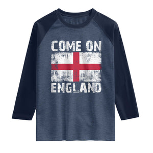 Come On England Raglan Shirt Vintage St George Cross Flag Football Fan