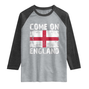 Come On England Raglan Shirt Vintage St George Cross Flag Football Fan