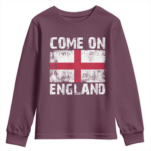 Come On England Youth Sweatshirt Vintage St George Cross Flag Football Fan