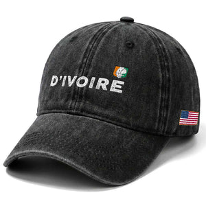 Côte D Ivoire Washed Cotton Baseball Cap Ivory Coast Crest Football Elephant Family Matching