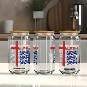 England Football St George Cross Three Lions Emblem Glass Can