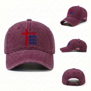 England Football St George Cross Three Lions Emblem Washed Cotton Baseball Cap