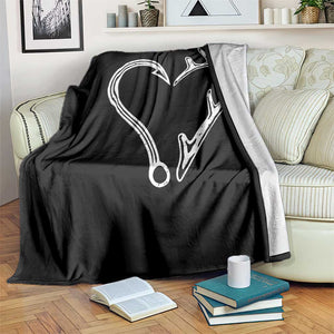 Fishing And Hunting Vintage Hook Antler Heart Throw Blanket TS11 Print Your Wear