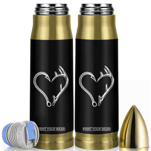 Fishing And Hunting Vintage Hook Antler Heart Bullet Tumbler TS11 Black Print Your Wear