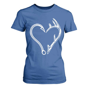 Fishing And Hunting Vintage Hook Antler Heart T Shirt For Women TS11 Royal Blue Print Your Wear