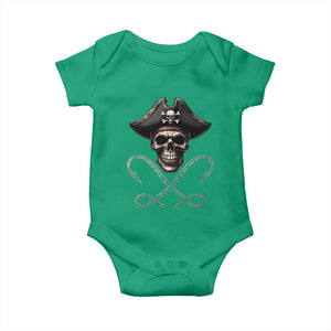 Funny Pirate Fishing Lover Baby Onesie Vintage Pirate Skull Hooks Fishing TS11 Irish Green Print Your Wear