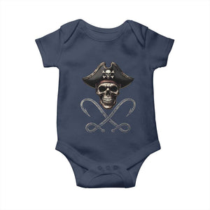 Funny Pirate Fishing Lover Baby Onesie Vintage Pirate Skull Hooks Fishing TS11 Navy Print Your Wear