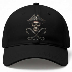 Funny Pirate Fishing Lover Baseball Cap Vintage Pirate Skull Hooks Fishing TS11 Print Your Wear