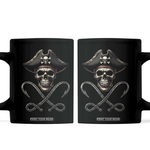 Funny Pirate Fishing Lover Coffee Mug Vintage Pirate Skull Hooks Fishing TS11 Black Print Your Wear