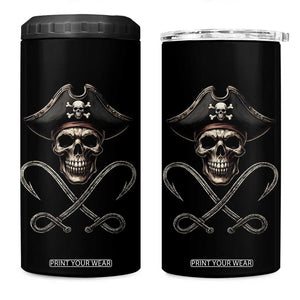 Funny Pirate Fishing Lover 4 in 1 Can Cooler Tumbler Vintage Pirate Skull Hooks Fishing TS11 One Size: 16 oz Black Print Your Wear