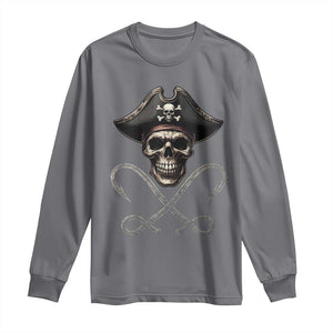 Funny Pirate Fishing Lover Long Sleeve Shirt Vintage Pirate Skull Hooks Fishing TS11 Charcoal Print Your Wear