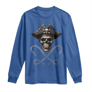 Funny Pirate Fishing Lover Long Sleeve Shirt Vintage Pirate Skull Hooks Fishing TS11 Royal Blue Print Your Wear