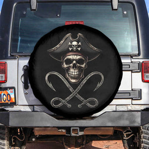 Funny Pirate Fishing Lover Spare Tire Cover Vintage Pirate Skull Hooks Fishing TS11 No hole Black Print Your Wear
