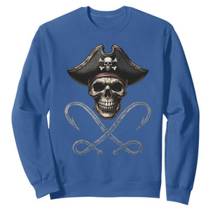 Funny Pirate Fishing Lover Sweatshirt Vintage Pirate Skull Hooks Fishing TS11 Royal Blue Print Your Wear