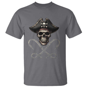 Funny Pirate Fishing Lover T Shirt Vintage Pirate Skull Hooks Fishing TS11 Charcoal Print Your Wear