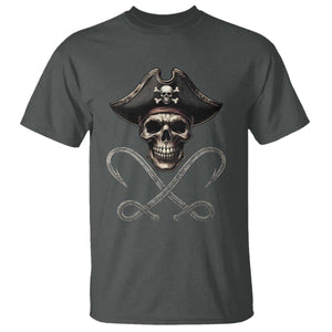Funny Pirate Fishing Lover T Shirt Vintage Pirate Skull Hooks Fishing TS11 Dark Heather Print Your Wear