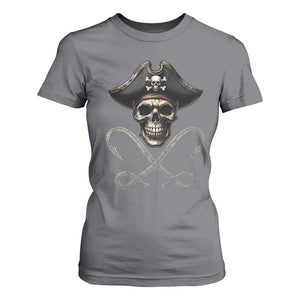 Funny Pirate Fishing Lover T Shirt For Women Vintage Pirate Skull Hooks Fishing TS11 Charcoal Print Your Wear