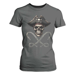 Funny Pirate Fishing Lover T Shirt For Women Vintage Pirate Skull Hooks Fishing TS11 Dark Heather Print Your Wear