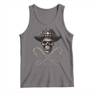 Funny Pirate Fishing Lover Tank Top Vintage Pirate Skull Hooks Fishing TS11 Deep Heather Print Your Wear