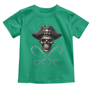 Funny Pirate Fishing Lover Toddler T Shirt Vintage Pirate Skull Hooks Fishing TS11 Irish Green Print Your Wear