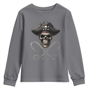 Funny Pirate Fishing Lover Youth Sweatshirt Vintage Pirate Skull Hooks Fishing TS11 Charcoal Print Your Wear