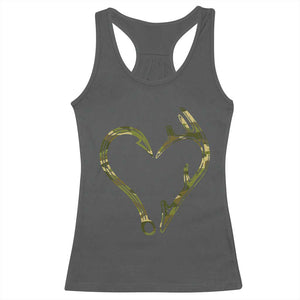 Fishing And Hunting Vintage Camo Hook Antler Heart Racerback Tank Top TS11 Dark Heather Print Your Wear