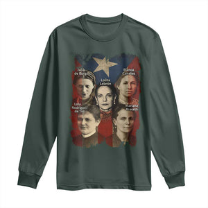 Puerto Rican Heroines Long Sleeve Shirt Boricua Julia Lolita Blanca Mariana Lola Puerto Rico Flag TS11 Dark Forest Green Print Your Wear