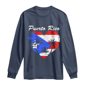 Puerto Rico Long Sleeve Shirt Boricua Coqui Frog Vintage Puerto Rican Flag TS11 Navy Print Your Wear