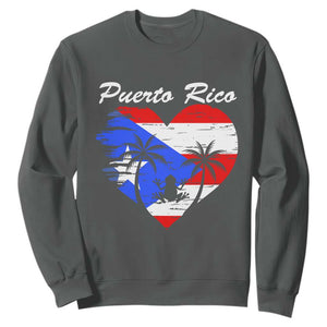 Puerto Rico Sweatshirt Boricua Coqui Frog Vintage Puerto Rican Flag TS11 Dark Heather Print Your Wear