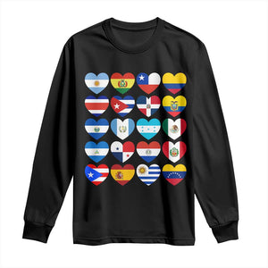 Hispanic Heritage Month Latin American Countries Heart Long Sleeve Shirt TS11 Black Print Your Wear