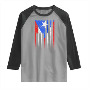 Puerto Rican American Raglan Shirt Half Rican American Puerto Rico Pride TS11 Sport Gray Black Print Your Wear
