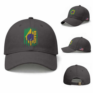 Brazilian Americans Brazilian Pride Latin Vintage USA Brazil Flag Baseball Cap TS11 Baseball Cap Universal Fit Dark Gray Print Your Wear