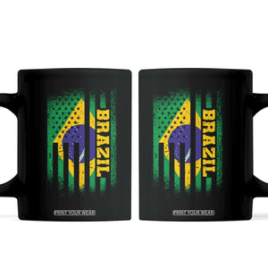 Brazilian Americans Brazilian Pride Latin Vintage USA Brazil Flag Coffee Mug TS11 Black Print Your Wear
