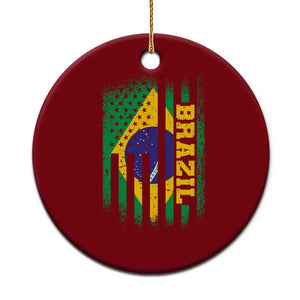 Brazilian Americans Brazilian Pride Latin Vintage USA Brazil Flag Ceramic Ornament TS11 1pc Red Print Your Wear