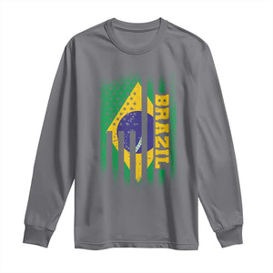 Brazilian Americans Brazilian Pride Latin Vintage USA Brazil Flag Long Sleeve Shirt TS11 Charcoal Print Your Wear