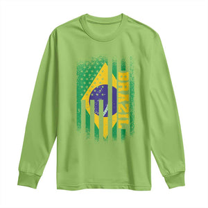 Brazilian Americans Brazilian Pride Latin Vintage USA Brazil Flag Long Sleeve Shirt TS11 Lime Print Your Wear
