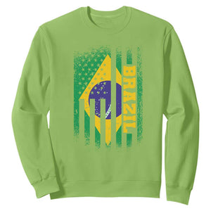 Brazilian Americans Brazilian Pride Latin Vintage USA Brazil Flag Sweatshirt TS11 Lime Print Your Wear