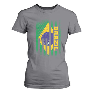 Brazilian Americans Brazilian Pride Latin Vintage USA Brazil Flag T Shirt For Women TS11 Charcoal Print Your Wear