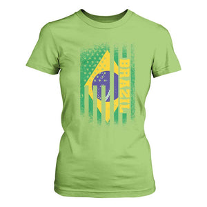 Brazilian Americans Brazilian Pride Latin Vintage USA Brazil Flag T Shirt For Women TS11 Lime Print Your Wear