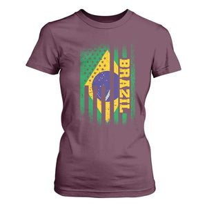 Brazilian Americans Brazilian Pride Latin Vintage USA Brazil Flag T Shirt For Women TS11 Maroon Print Your Wear