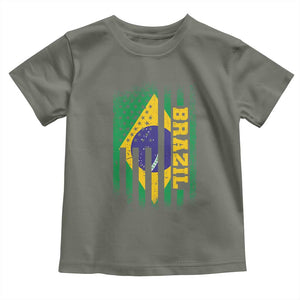 Brazilian Americans Brazilian Pride Latin Vintage USA Brazil Flag Toddler T Shirt TS11 Military Green Print Your Wear