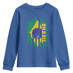 Brazilian Americans Brazilian Pride Latin Vintage USA Brazil Flag Youth Sweatshirt TS11 Royal Blue Print Your Wear