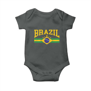 Brazilian Pride Vintage Brasil Brazil Flag Latin America Baby Onesie TS11 Dark Heather Print Your Wear