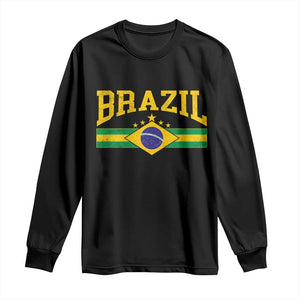 Brazilian Pride Vintage Brasil Brazil Flag Latin America Long Sleeve Shirt TS11 Black Print Your Wear