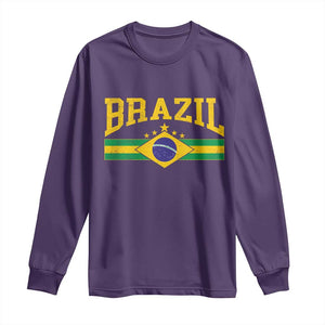 Brazilian Pride Vintage Brasil Brazil Flag Latin America Long Sleeve Shirt TS11 Purple Print Your Wear