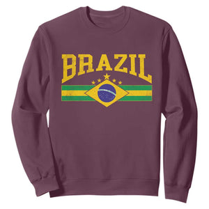 Brazilian Pride Vintage Brasil Brazil Flag Latin America Sweatshirt TS11 Maroon Print Your Wear