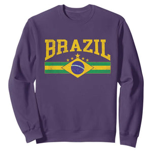 Brazilian Pride Vintage Brasil Brazil Flag Latin America Sweatshirt TS11 Purple Print Your Wear
