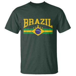 Brazilian Pride Vintage Brasil Brazil Flag Latin America T Shirt TS11 Dark Forest Green Print Your Wear