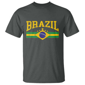 Brazilian Pride Vintage Brasil Brazil Flag Latin America T Shirt TS11 Dark Heather Print Your Wear