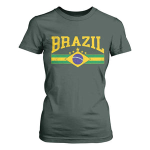 Brazilian Pride Vintage Brasil Brazil Flag Latin America T Shirt For Women TS11 Dark Forest Green Print Your Wear